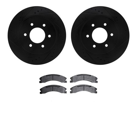 DYNAMIC FRICTION CO 8302-67121, Rotors-Drilled and Slotted-Black with 3000 Series Ceramic Brake Pads, Zinc Coated 8302-67121